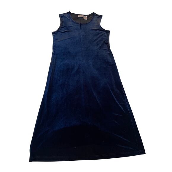 VTG Kathie Lee Collection Black Velvet Tank Midi Shirt Dress Size XL Whimsygoth - Picture 5 of 8